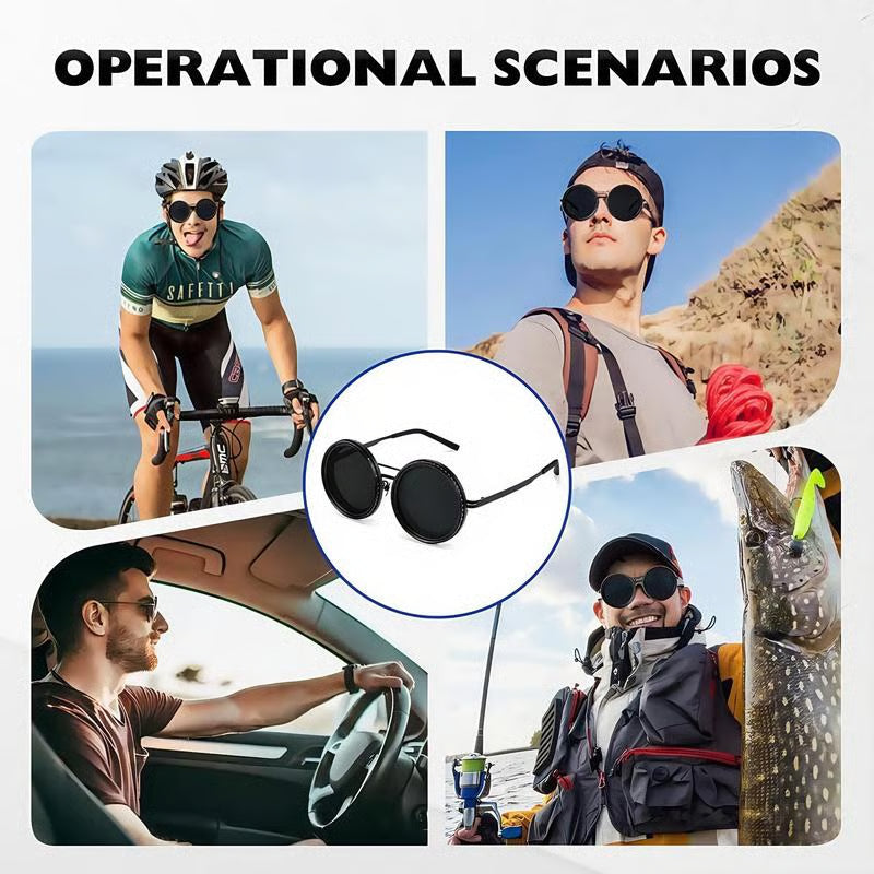 Adjustable Tint Rounded Polarized Lenses Retro Sunglasses