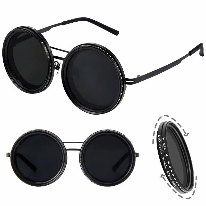 Adjustable Tint Rounded Polarized Lenses Retro Sunglasses