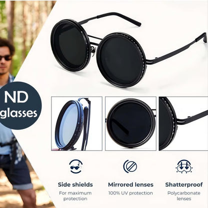 Adjustable Tint Rounded Polarized Lenses Retro Sunglasses